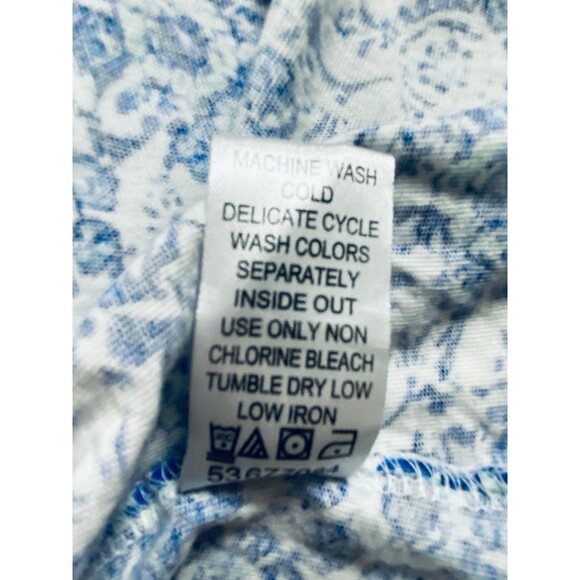 Woman Within Blue & White Short Sleeve Floral Tunic V Neck 6X (42/44) - Picture 4 of 10